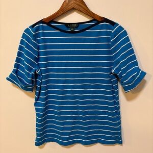 Lauren Ralph Lauren women’s XL Nautical Stripe Knit Top Coastal Preppy Side Slit